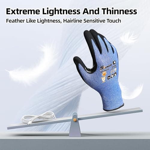 Schwer A4 AIR-SKIN Cut Resistant Work Gloves with Extreme Lightweight & Thin, Grip Glove for Fishing, Refined Work, Gardening Gloves for Yard, Touchscreen, 3D-Comfort Fit, Men Women Gifts, AR3900,M - Thumbnail 3