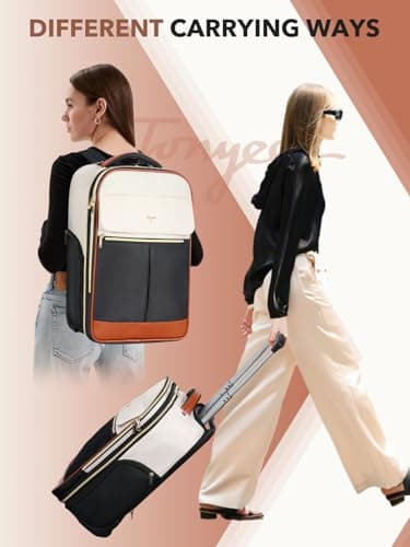 Tonyeee Rolling Backpack for Women, 22 Inch Carry on Luggage Suitcase Flight Approved, X Large Roller Travel Laptop Backpack with Wheels for Overnight Weekender Bussiness Work (Beige,XL Carry on Size) - Thumbnail 3