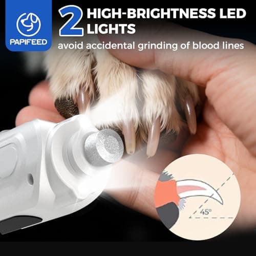 PAPIFEED Pet Nail Grinder with Nail Clipper Kit, 6 Speed Adjustable Dog Nail Trimmer with LED Light, Rechargeable Pet Nail File with Dust Proof & Type-C Charging (White) - Thumbnail 3