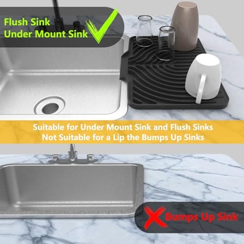 Silicone Drying Mat for Kitchen Counter , Dish Drying Rack Matt with Built in Drain, Small Dry Mats for Dishes Drying Pad for Kitchen Counter (14.6×11inch, black) - Thumbnail 5