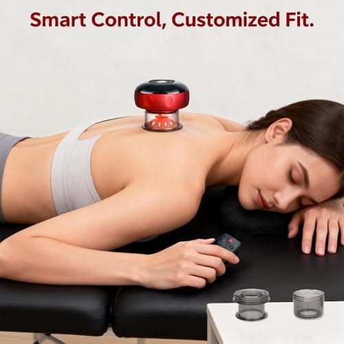 JoyLoop 6-in-1 Dynamic Smart Cupping Therapy Set - Electric Massager with Remote Control, 12 Levels Suction & Heat, Red Light Therapy for Muscle Recovery, Back Pain Relief & Gua Sha - Thumbnail 5