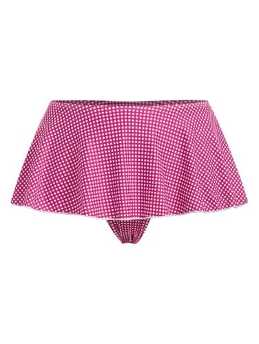 ZAFUL Full Coverage Bikini Bottoms Hipster Mini Swim Skirt Gingham Cover Up Pleated Ruffle Skort Sexy Swimsuit Hot Pink M