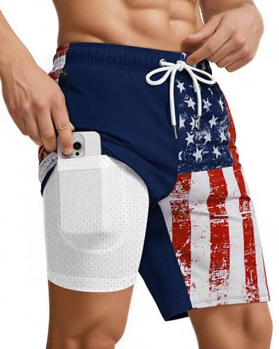 9 Inch Men Swim Trunks Compression Liner Quick Dry Swimwear Bikini Swimsuit Bathing Suit Water Shorts Beach Trip Essentials Summer Vacation Must Have Active Gear Wear Attire Clothes Outfit Apparel - Image 1