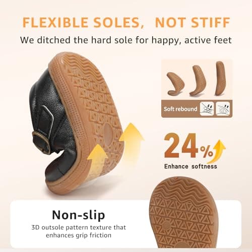 WIDE TOE BOX Toddler Girls Dress Shoes Little Kids Flats School Mary Janes Shoes Ballet Flats Party School Shoes Flower Girl Party Shoes Black Infant 4 - Thumbnail 6