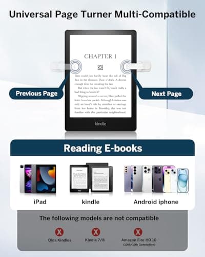 DATAFY [Case-Friendly] Remote Control Page Turner Ring for Kindle Paperwhite Oasis Scribe Kobo eReaders, Camera Camcorder Remote Controls, Page Turner Clicker for ipad iPhone Tablets with Storage Bag - Thumbnail 4