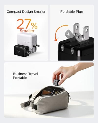 wegear 45W Dual USB-C GaN Fast Charger, Foldable Compact Wall Charger with PD PPS QC4.0 for Galaxy S25/S24, iPhone 17/16/15, iPad, MacBook, Steam Deck (Black) - Thumbnail 5