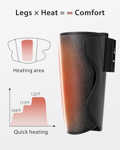 CINCOM Leg Massager with Heat and Air Compression, Cordless Calf Massager for Circulation and Pain Relief, Rechargeable Leg Compression for Edema Relief - Thumbnail 4