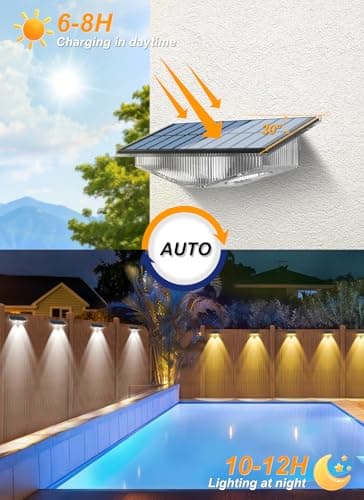 CREPOW Solar Fence Lights, Fence Light Solar Powered with 6 RGB Colors & Warm White & Cool White, Waterproof Bright Backyard Fence Solar Outdoor Lights for Outside Deck Wall Step Patio Pool(12 Packs) - Thumbnail 5