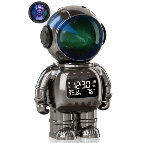 Noahlink 2K Astronaut Clock Indoor Camera, 2.4G/5G WiFi Cameras for Home Security, 2-Way Audio, AI Motion Detection, Color Night Vision, Baby Monitor & Pet Camera (Gray) - Image 1