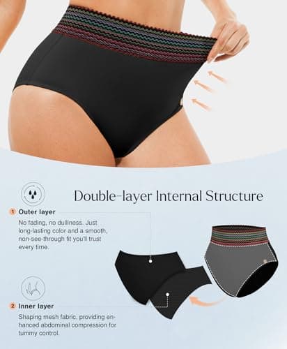 Popilush Tummy Control Swimsuits for Women High Waisted Bikini Sets Two Piece Boho Swimsuit Shapewear 4 Way Wear Beach and Pool Size M Color Black - Thumbnail 6
