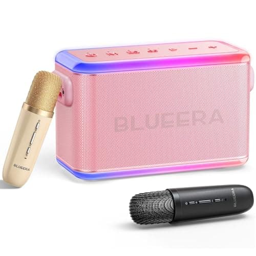 Blueera 60W Karaoke Machine for Adults Kids, Portable Bluetooth Speaker with 2 Wireless Microphones, Party Speaker Supports TWS/TF Card/USB/AUX/Live/REC for Home Party Outdoor, LED Lights, DSP Chip - Image 1