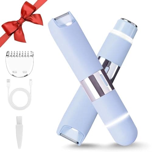 Dermave Bikini Shaver - Electric Bikini Trimmer for Women, 2-in-1 Waterproof Dual Head Shaver (Blue) - Image 1