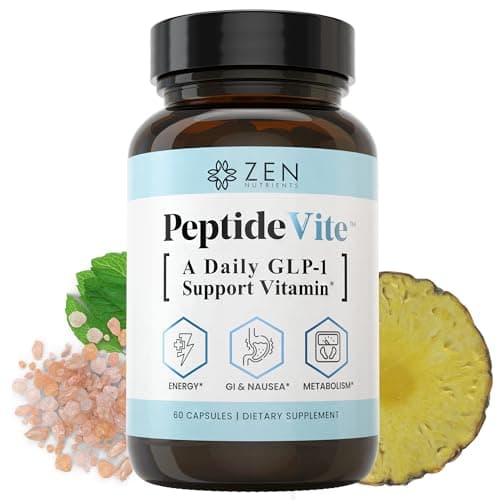 Zen Nutrients PeptideVite GLP-1 Support Vitamin for Gut Health with Probiotics, Bromelain, Chromium Picolinate & Organic Ginger (60 Capsules) - Image 1