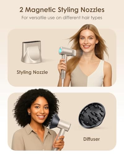 Ionic Hair Dryer with Diffuser - 160000RPM High-Speed Blow Dryer, 500 Millons Ions Frizz Free, Fast Drying for Women, Lightweight, Quiet, Professional Dryer for Curly or Straight Styles, Gift Idea - Thumbnail 4