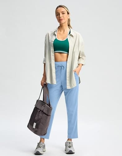 G Gradual Womens Pants High Waisted Golf Pants 2 Deep Pockets 7/8 Ankle Joggers for Athletic Travel Casual Lounge Work, Light Haze Blue, X-Small - Thumbnail 3