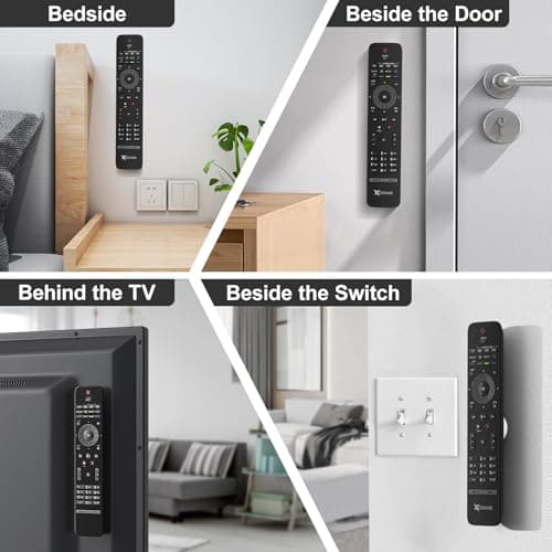 YYILIS Magnetic Remote Control Holder Wall Mount, 4 Pack Upgrade Remote Control Organizers Storage Self-Adhesive TV Remote Control Caddy for Back of TV White - Thumbnail 6