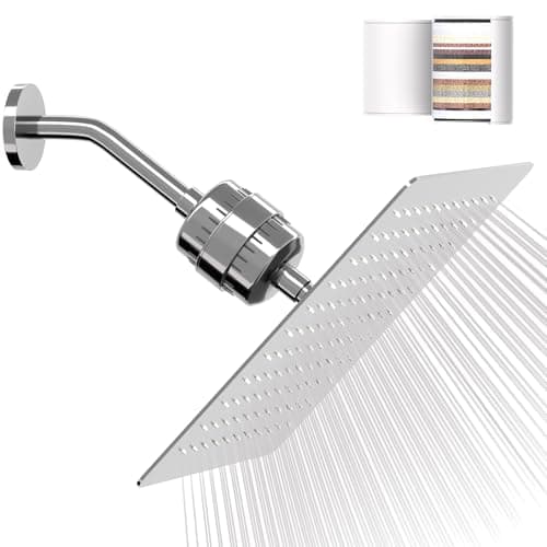 Vapralis Filtered Shower Head with 20-Stage Shower Filter,Two Replacement Filter Cartridges,Rain Shower head High Pressure for Removing Chlorine and Harmful Substances(10 Inch, Chrome Finish) - Image 1