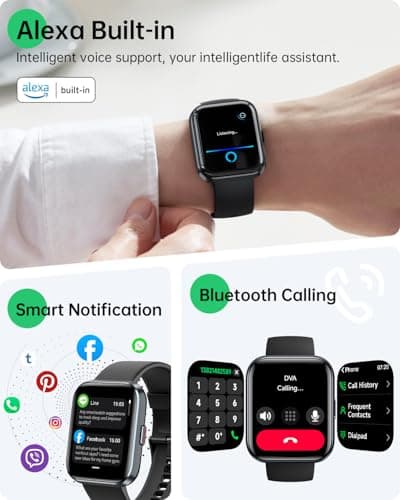 Smart Watches for Women Men, 1.83" HD Alexa Smart Watch for Android & iPhones (Calls/SMS/Reminders), Fitness Watch with Heart Rate Monitor, Sleep/Step Count Tracker, 120+ Sport Modes Pedometer Watch - Thumbnail 2