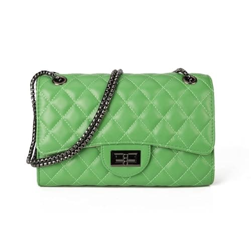 Gladdon Quilted Crossbody Purse for Women Trendy Ladies Shoulder Bag with Chain Designer Purses Light Green I - Image 1