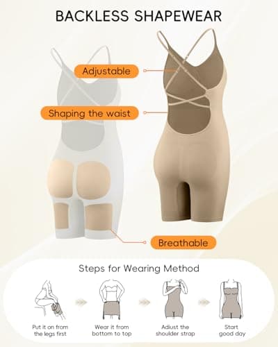 anylost Backless Shapewear for Women with Tummy Control, Seamless Low Back Shapewear Bodysuit for Women, Full Body Shape - Thumbnail 5