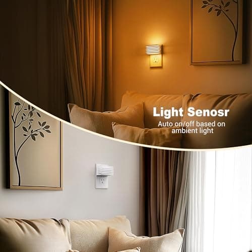 JandCase Amber Night Light, Night Lights Plug into Wall with Dusk to Dawn Sensor, Dimmable Plug in Night Light, Adjustable Brightness, [2 Pack] Amber Nightlight for Bedroom Bathroom Hallway - Thumbnail 3