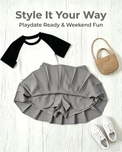 Uniform Skirts For Girls Light Grey Skirt Pleated Tennis Skorts Size 8 - Thumbnail 5