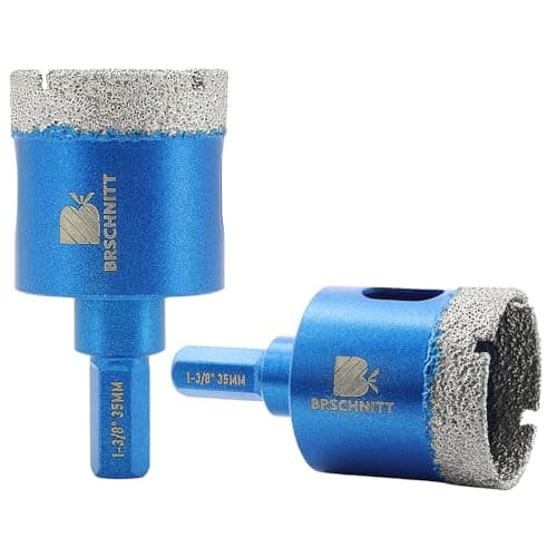 Dry Diamond Core Drill Bit Set,BRSCHNITT 2pcs 1-3/8 inch Diamond Hole Saw Core Drill Bit with Hex Shank for Porcelain Tile Ceramic Stone Granite Marble - Image 1