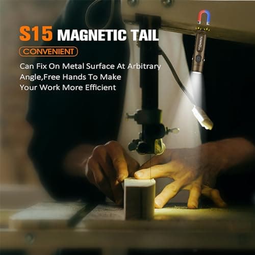 TUNENGE S15 Keychain Flashlight- Super Bright 650 High Lumens,UCB C Rechargeable EDC Pocket Flashlight,Mini Flashlight-Light with Magnetic Suitable for Hiking, Emergency (Brown) - Thumbnail 3