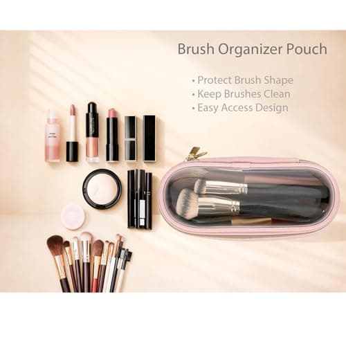 Eorakla Travel Toiletry Bag Set for Women, 3-Piece Makeup Organizer with TSA Approved Clear Bag & Brush Pouch, Waterproof Cosmetic Bags for Carry On (Pink) - Thumbnail 6