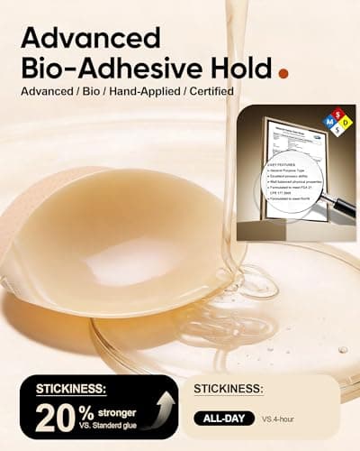 Easybunny Strapless Sticky Bra 2 Pack Invisible Push Up Adhesive Bra Breathable Fabric Reusable for Backless/Low-Cut Outfits - Thumbnail 5