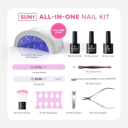 SUNUV Gel Nail Polish Kit with UV Light, 23 Pcs Gel Nail Kit Four Season, 12 Colors Polish Set with Base Glossy Top Coat, Manicure Tools Home Salon Gift for Women Teens Girls, Starter Kit - Thumbnail 2