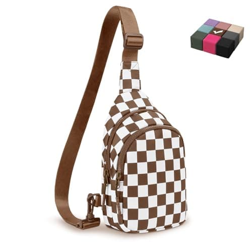 Checkered Women's Sling Bag - Stylish Small Backpack Crossbody Chest Bag & Fanny Pack Purse - Image 1