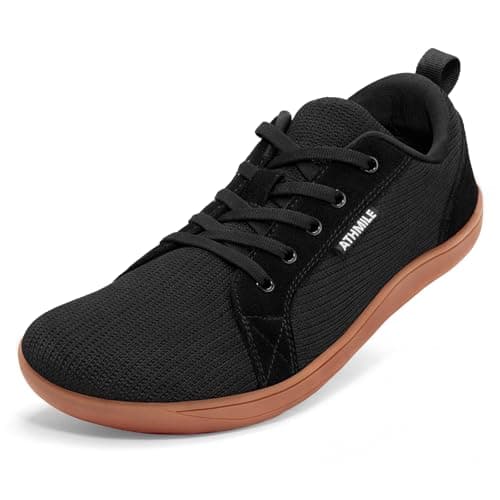 ATHMILE Barefoot Shoes Men Wide Toe Box Zero Drop Sneakers Earthing Minimalist Fashion Athletic Footwear for Grounding Gym Trail Running Hiking Walking Casual Breathable Non Slip Black Gum - Image 1