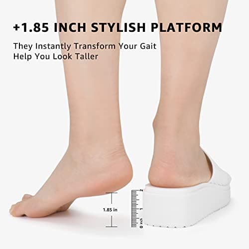 STQ Chunky Platform Sandals for Women Pillow Soft Slides Memory Foam Slide Sandals Cute Slip on Sandals, White, 10 US - Thumbnail 2