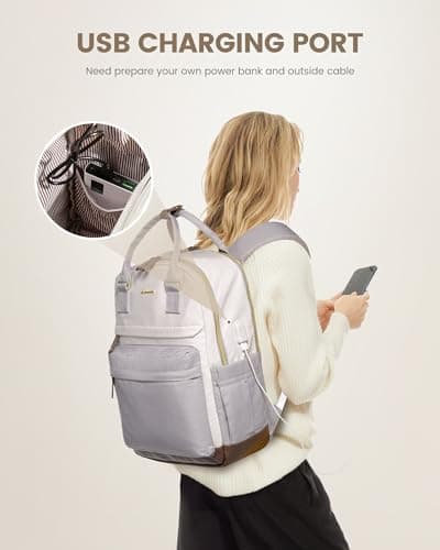 LOVEVOOK Travel Laptop Backpack Women, 17.3 Inch Anti-theft Laptop Bag with USB Port, Fashion Waterproof Computer Backpacks Teacher Nurse Backpack Purse for College School Work - Thumbnail 4