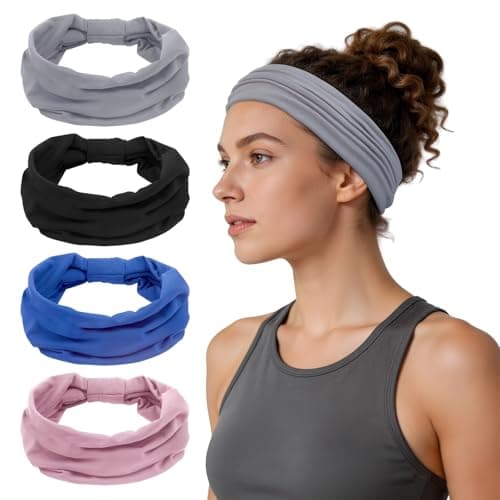Headbands for Women, Non Slip Workout Headband Wide Sport Head Bands 4PCS