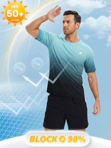 PINSPARK Mens Workout Shirts Short Sleeve Athletic Quick Dry Moisture Wicking Shirts for Men Running Gym Swim Fishing Clothes 2XL - Thumbnail 4