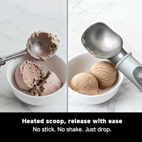 SEAINGO Heated Ice Cream Scoop - Rechargeable, ON/OFF Safety Lock Switch, Two Warming Modes, Ergonomic Handle, Electric Kitchen Tool Nonstick Scooper for Gelato, Frozen Yogurt, Sorbet & More - Thumbnail 4