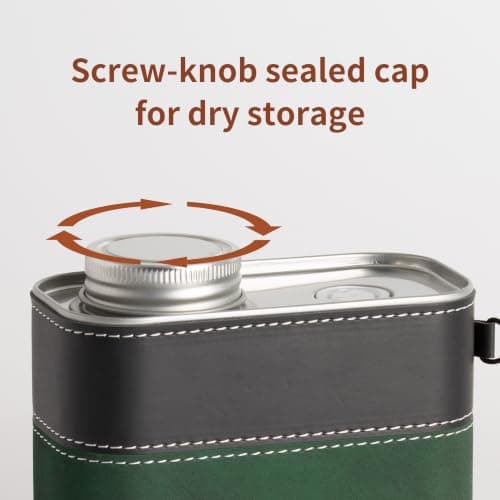 menovelar Coffee Canister with One-Way Valve, 6oz Portable Camping Coffee Container, Airtight Tinplate Jar with PU Leather Sleeve for Travel Hiking(dark green) - Thumbnail 6