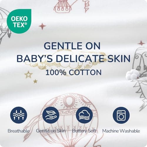Baby Sleep Sack 6–12 Months, Cotton Sleep Sack with Detachable Long Sleeves, 1.0 TOG Wearable Blanket for Cooler Nights, 2-Way Zipper Toddler Sleeping Sack with Temperature Strip, Hot Air Balloon - Thumbnail 6