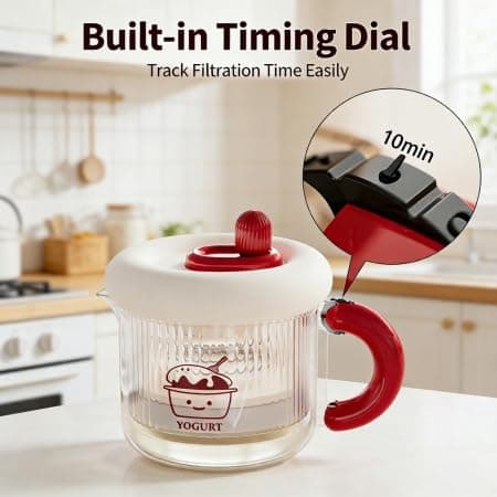 Yogurt Strainer & Greek Yogurt Maker, 10-Minute Fast Press Filtration, 225-Mesh Fine Filter with 6 Replacements, Built-in Timer, BPA-Free Food-Grade, 300g/10.58oz Capacity - Thumbnail 5