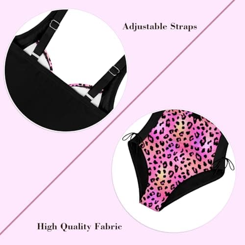 NikNio Girl One Piece Swimsuit Bathing Suit Color Block Bow Accented Cutout 2026 Swimwear Leopard 15-16 Years - Thumbnail 5