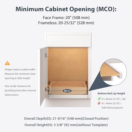 Sylunawyn Pull Out Drawers for Cabinets - Birch Wood Pull-Out Drawer 20" W x 21" D - Soft Close Slide Out Shelves for Kitchen Cabinets & Pantry Cabinet Organizer, Heavy Duty, Full-Extension - Thumbnail 3
