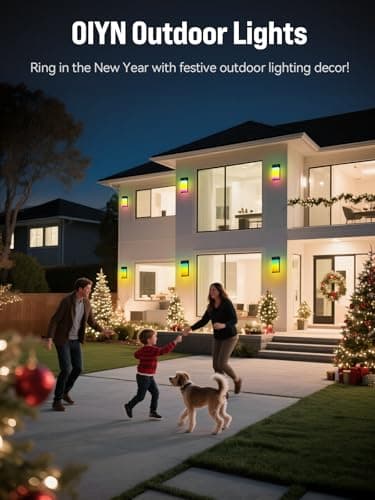 OIYN Smart Outdoor Wall Light, RGBWW LED Porch Light with 30 Scene Modes, 1500LM, IP65 Waterproof, DIY Color-Changing Wall Lamp for Garden, Patio, Christmas and Holiday Decorations – 1 Pack - Thumbnail 6