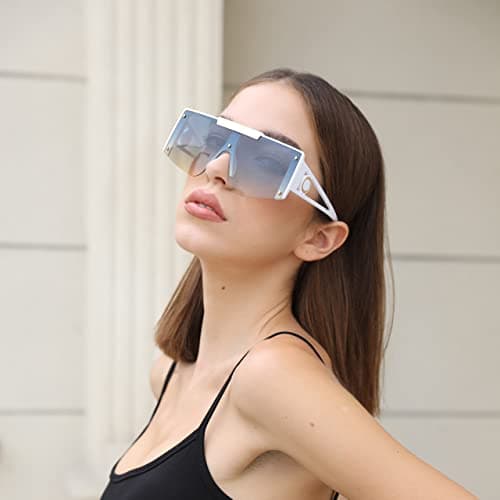 FEISEDY Women Sunglasses, Oversized Square Flat Top Shield Shades for Men B4060 - Thumbnail 4