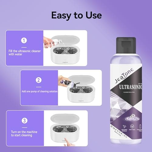Ultrasonic Jewelry Cleaner Solution for Ultrasonic Cleaner Machine, Professional Cleaning of Jewelry, Diamonds, Gold, Silver, Remove Odors, Discoloration & Stains, Peach Scent, Purple, 4oz - Thumbnail 2