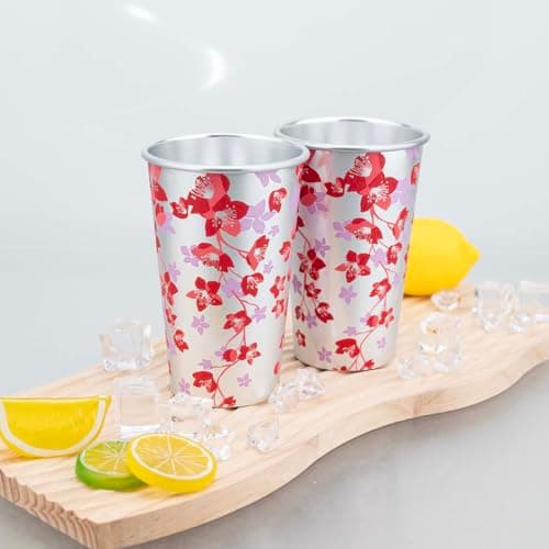 TJ Color Changing Aluminum Metal Cups, Reusable Party Cup Set, Aluminum Drinking Cups, Set of 4, 15 oz - Thumbnail 6