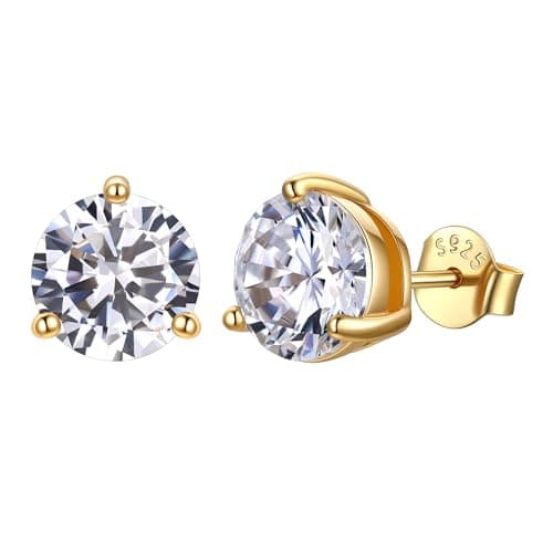 Justbeingcute 2ct Birthstone Stud Earrings for Women April White Diamond Stud Earrings Sterling Silver Birthstone Earrings 8mm Hypoallergenic Earrings for Sensitive Ears - Image 1