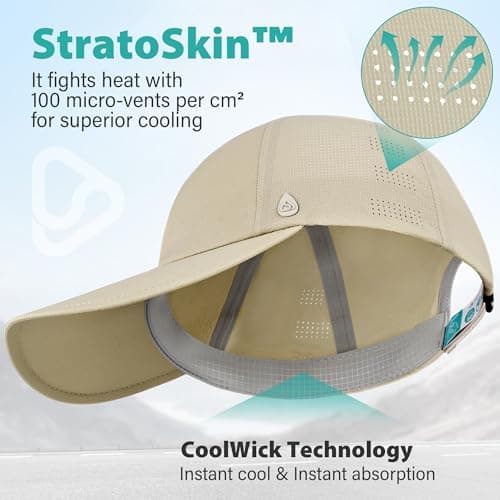 AOPREL Cooling Running Hat for Men & Women Quick-Dry Breathable Performance Hat Lightweight UPF 50+ Unstructured Baseball Cap Camel - Thumbnail 2