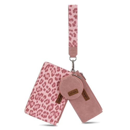 Montana West X Wrangler Pink Keychain Wallet for Women Dual Pouch Wristlet with Little Coin Purse Gifts for Women Women Ladies Female Travel Sports Outdoors - Image 1